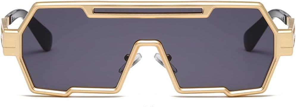 Retro Steampunk Sunglasses for Men Fashion Cool One Piece Irregular Metal Frame Sunglasses - Image 2