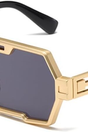 Retro Steampunk Sunglasses for Men Fashion Cool One Piece Irregular Metal Frame Sunglasses