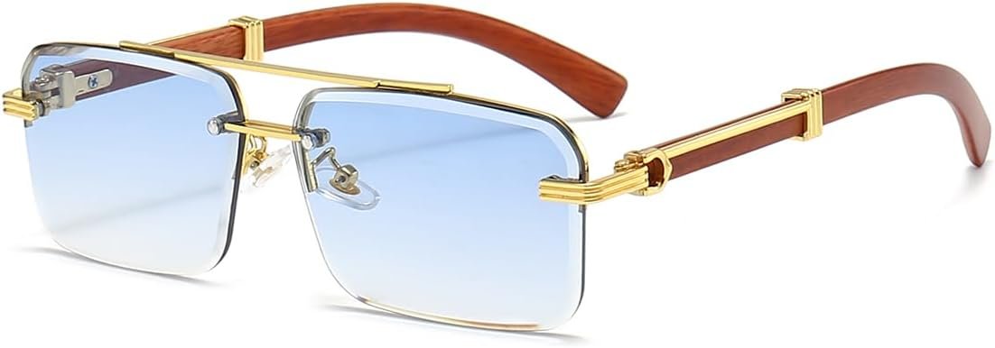 Mens Sunglasses Fashion Rimless Rectangle Sunglasses for Man