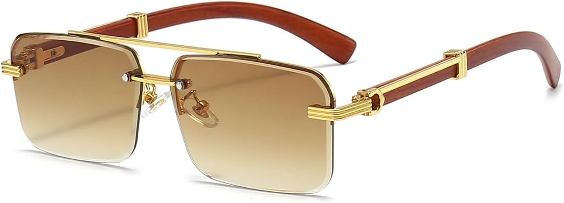 Mens Sunglasses Fashion Rimless Rectangle Sunglasses Square Frameless Sunglasses for Men