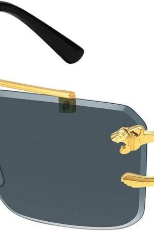Rimless Sunglasses for Men Square Fashion Shades Tinted Lens Metal Frameless Rectangle  Glasses UV400