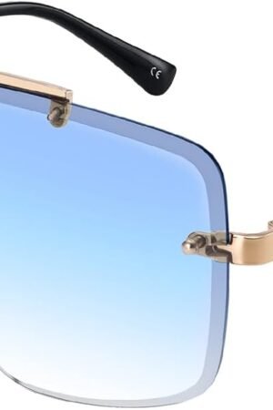 Rimless Oversized Square Sunglasses for Men Trendy Fashion Aviator Frame