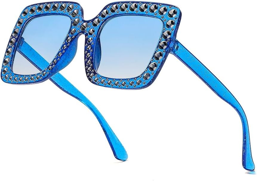 Oversized Crystal Sunglasses for Women Men Square Sparkling Disco Glasses - Image 2