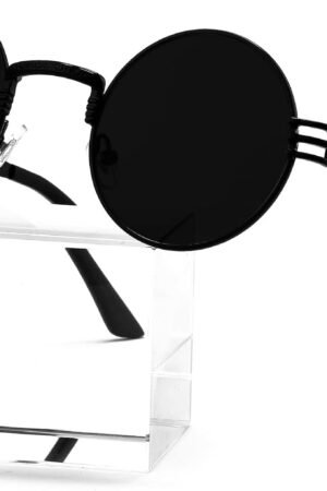 Round Steampunk Sunglasses for Men Women Retro Circle Hippie Glasses Metal Frame 100% UV Blocking Lens