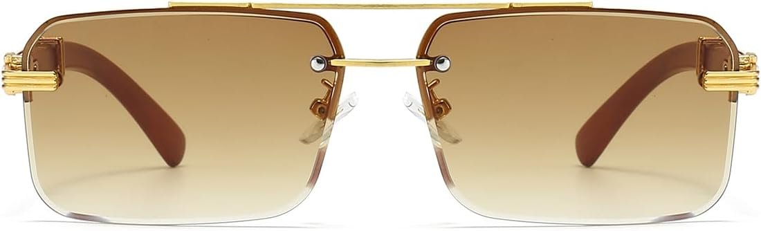 Mens Sunglasses Fashion Rimless Rectangle Sunglasses Square Frameless Sunglasses for Men - Image 2