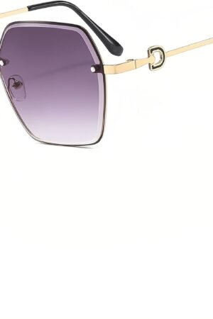 Trendy Frameless Square Sunglasses UV400 Protection - Cat Eye Gradient Lens Lightweight (28g) for Women, Fashion Retro Oversized Sun Glasses for Driving Travel Beach Party