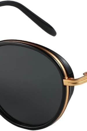 Retro Round Polarized Steampunk Sunglasses for Men Women-Circle Vintage Design Metal Frame UV400 Shades