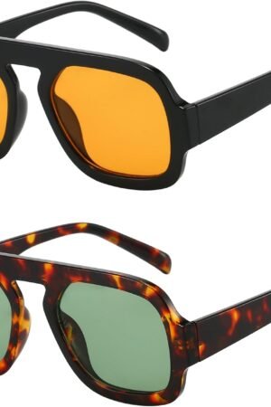 Trendy Square Aviator Sunglasses for Women Flat Top Designer Style