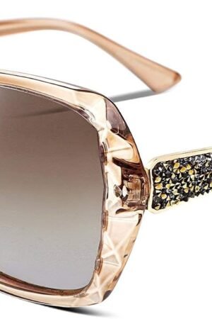 Polarized Women Square Sunglasses Sparkling Composite Shiny Frame