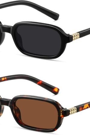 Retro Rectangle Sunglasses for Women Men Trendy Vintage Small Square
