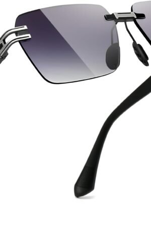 Rimless Rectangle Sunglasses Square Frameless Shades for Men Women  Vintage UV Protection