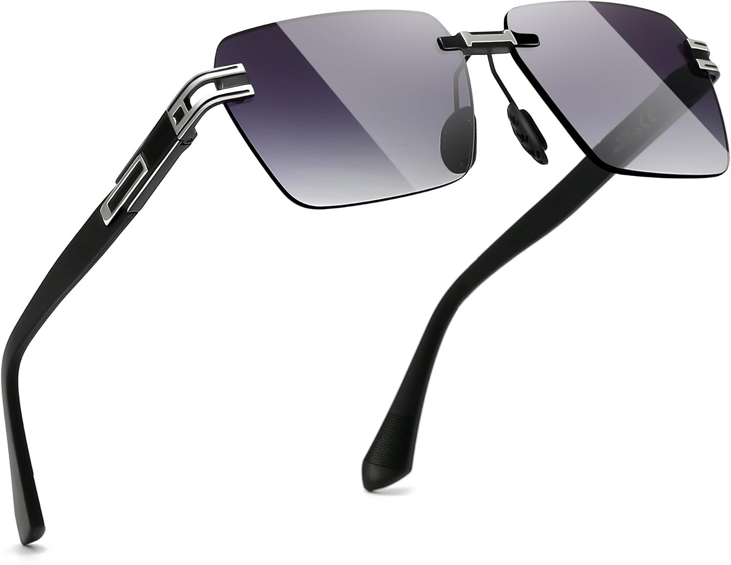 Rimless Rectangle Sunglasses Square Frameless Shades for Men Women Vintage UV Protection