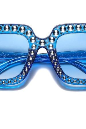Oversized Crystal Sunglasses for Women Men Square Sparkling Disco Glasses