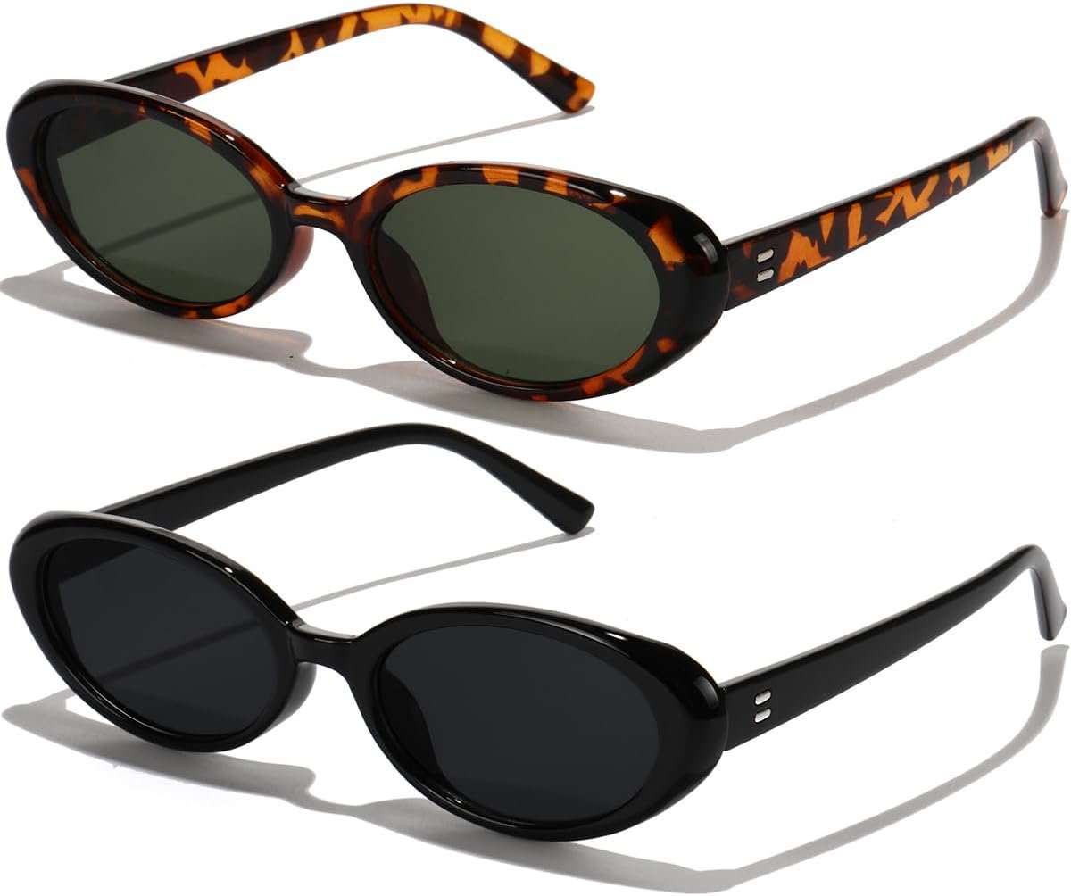 Oval Sunglasses for Women Men Fashion Small 90s Style Sun Glasses UV400