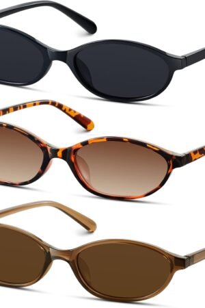 Retro Oval Sunglasses for Women 90s Design Small Cat Eye Sun Glasses UV Protection  Trendy Narrow Shades