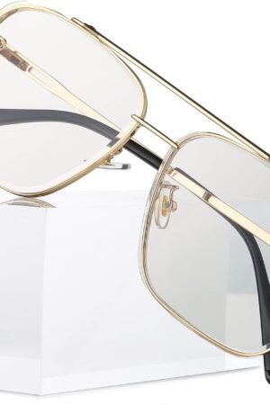 Oversized Square Aviator Sunglasses for Men Women Fashion Metal Frame Aviator Sun Glasses Tinted Lens