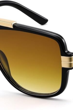 Retro Oversized Aviator Sunglasses for Men Women, Square Frame Shades