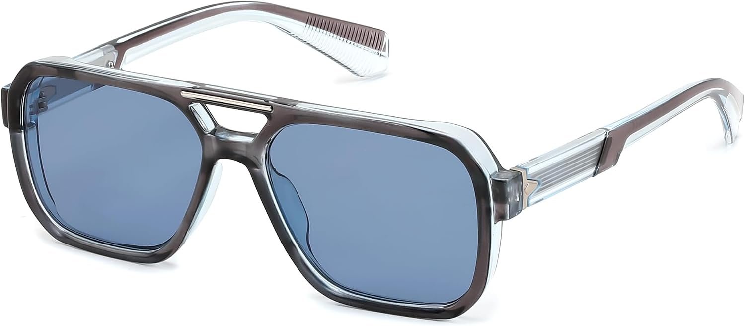 Retro Square Aviator Sunglasses for Men Women