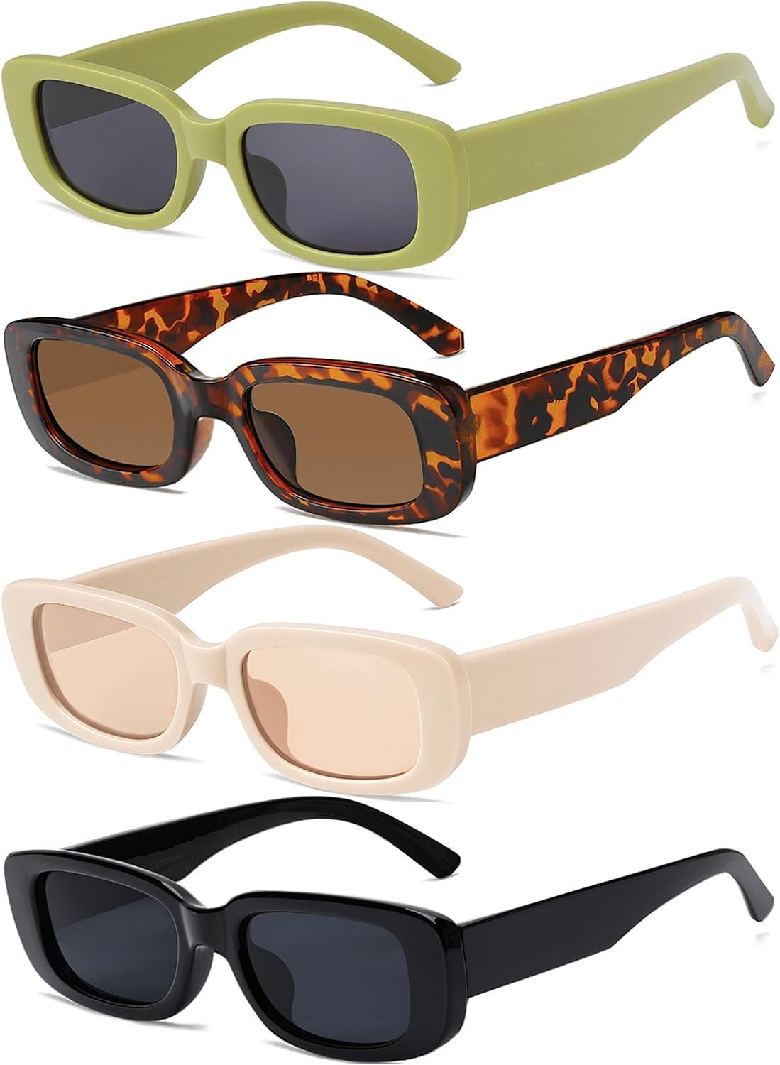4 Pieces Retro Vintage Sunglasses Small Square Rectangle 90s Glasses Trendy for Women Aesthetic Accessories