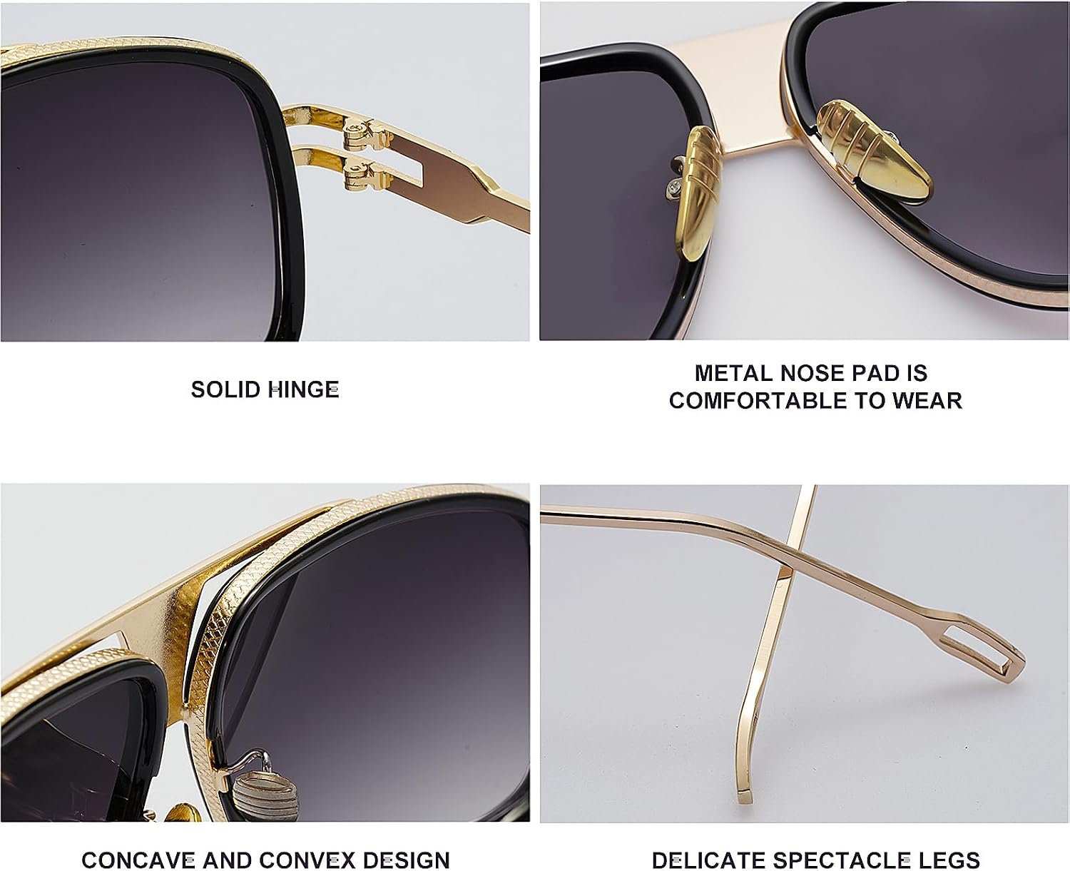 Oversized 70s Aviator Sunglasses for Men Disco Sun Glasses Cool Designer Tinted Shades Gold Alloy Frame - Image 2