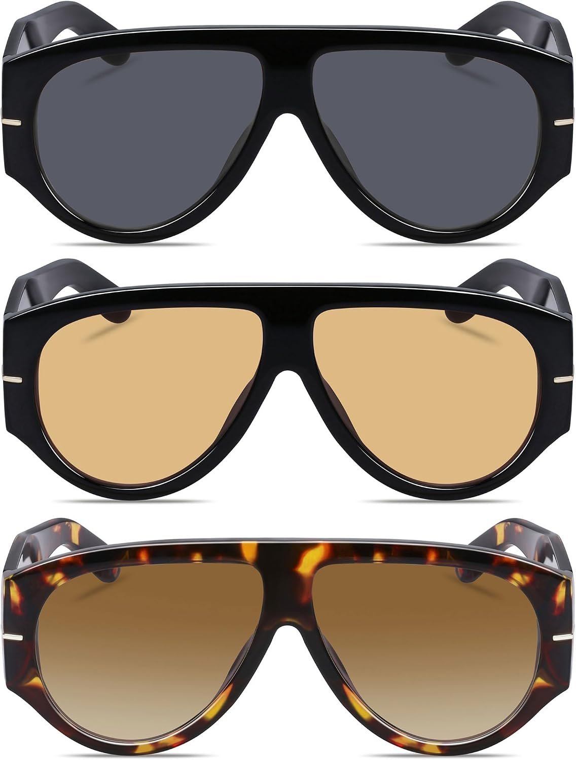 Oversized Retro Aviator Sunglasses for Women Men Trend 70s Thick Classic Vintage Style Sun Glasses - Image 2