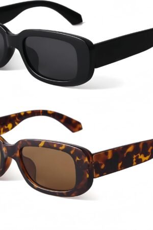 Rectangle Sunglasses for Women Retro Driving Glasses 90’s Vintage Fashion Narrow Square Frame UV400 Protection