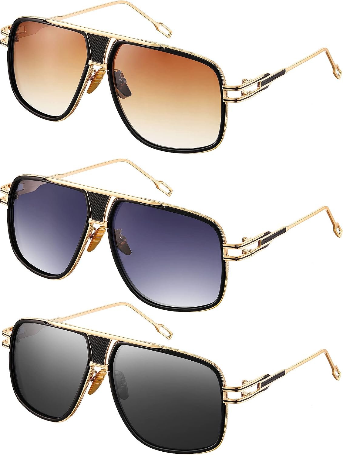 3 Pairs Mens Sunglasses Oversized