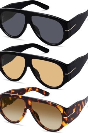 Oversized Retro Aviator Sunglasses for Women Men Trend 70s Thick Classic Vintage Style Sun Glasses