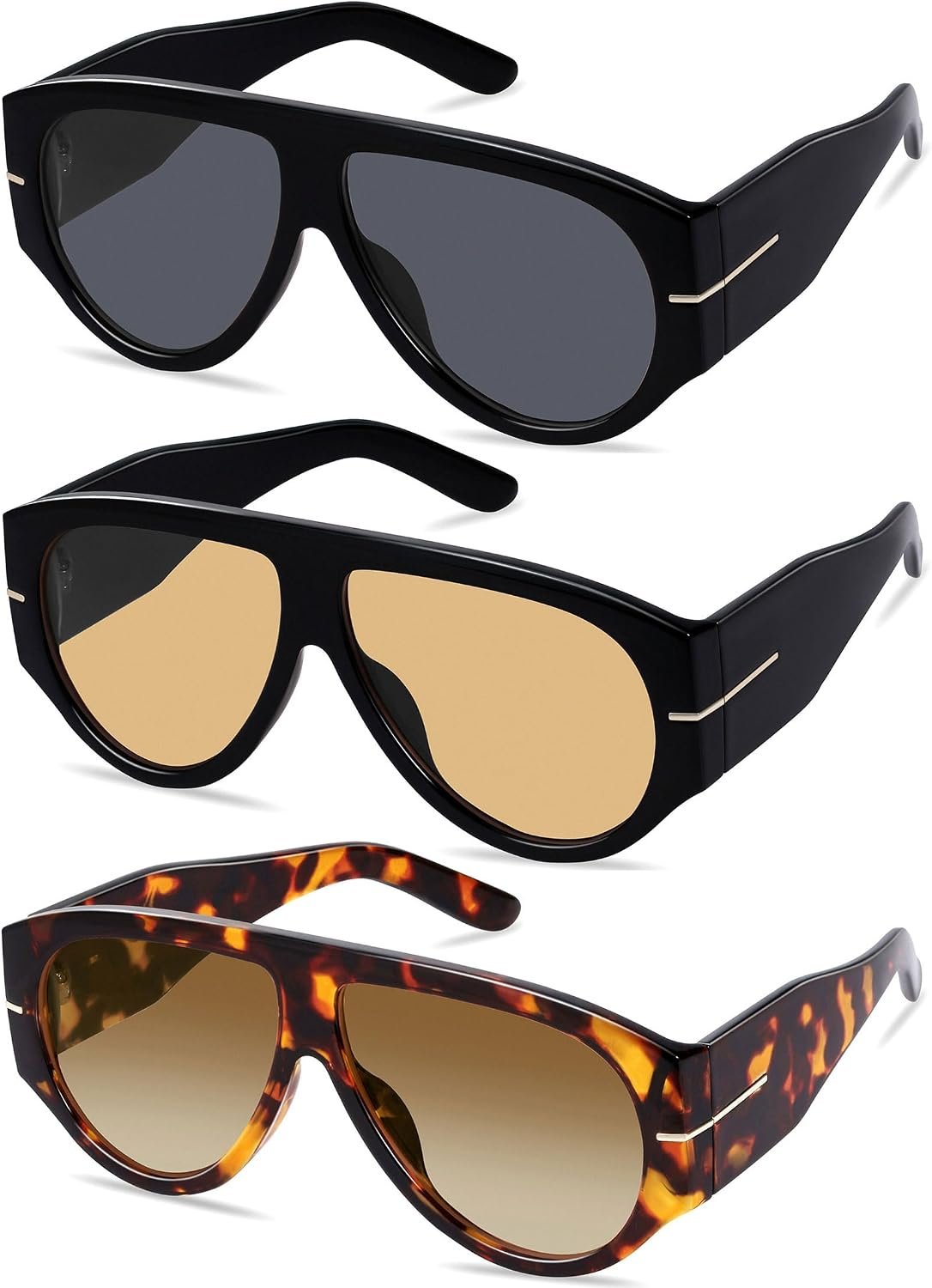 Oversized Retro Aviator Sunglasses for Women Men Trend 70s Thick Classic Vintage Style Sun Glasses